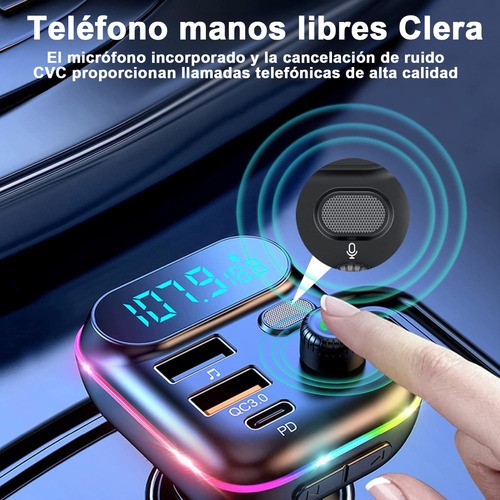 "Transmisor Bluetooth Fm De Auto Manos Libres Cargador 2 Usb "
