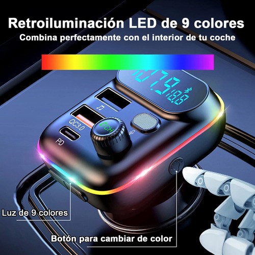 "Transmisor Bluetooth Fm De Auto Manos Libres Cargador 2 Usb "