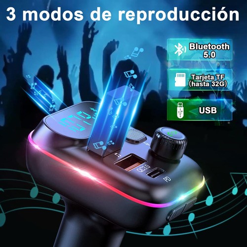 "Transmisor Bluetooth Fm De Auto Manos Libres Cargador 2 Usb "