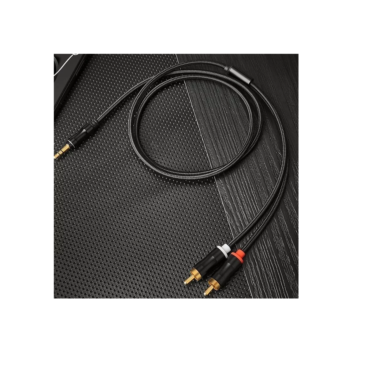 Cable Audio Auxiliar Plug Jack 3.5 Mm Macho A 2 Rca 2 M Pro Negro.