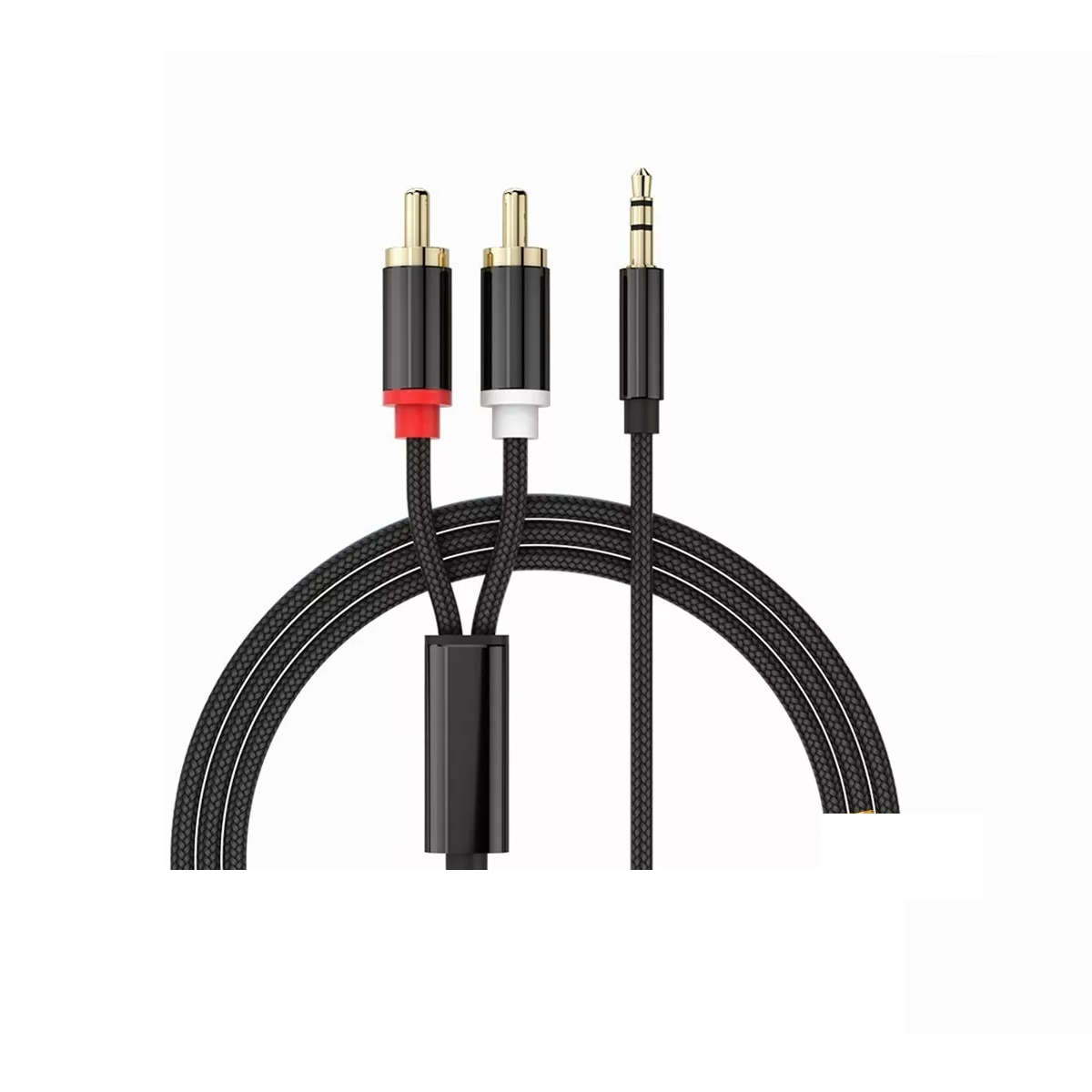 Cable Audio Auxiliar Plug Jack 3.5 Mm Macho A 2 Rca 2 M Pro Negro.