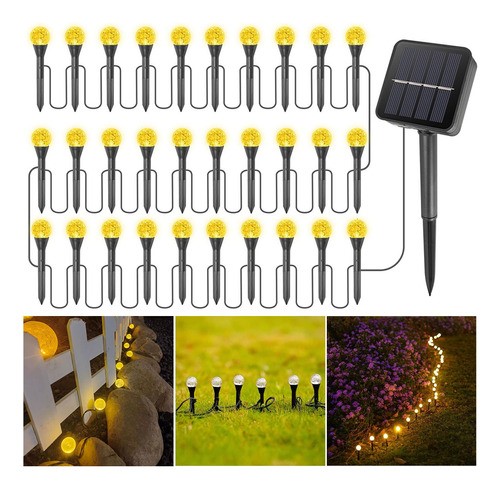 "Guirnalda De Luces Solar 9.5m 30 Foco Exterior Jardin 8modos Blanco calido "