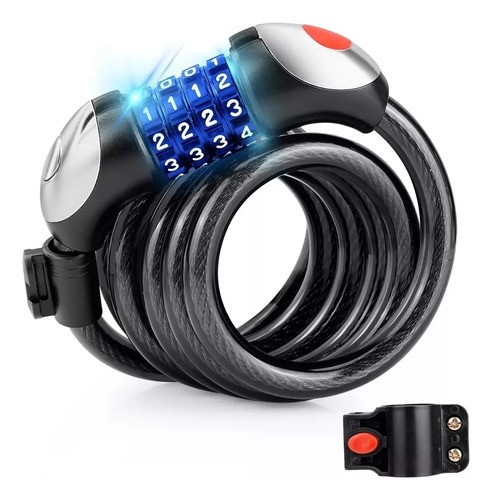 "Candado De Cable Candado Cadena Seguridad Para Bici O Moto negro "