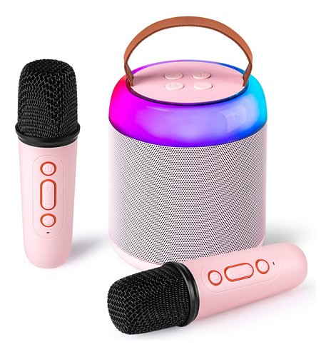 "Microfono Karaoke Infantil Altavoz Equipo De Bluetooth Audio Rosa ".