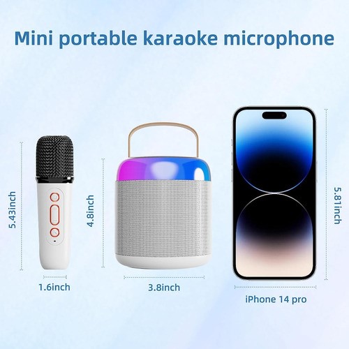 "Bocina Bluetooth Inalámbrico Portátil Con Micrófono Karaoke Blanco  "