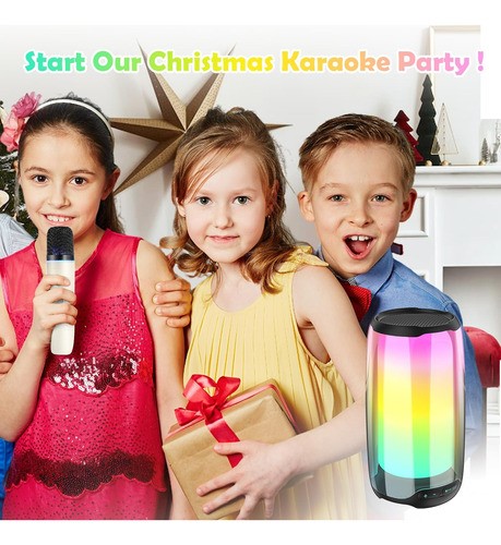 "Bocinas Inalámbrico Portátil Con Micrófono Karaoke Bluetooth 2 microfonos blancos ".