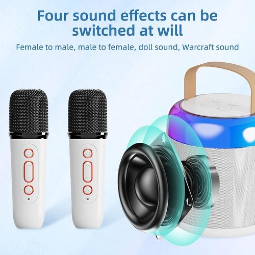 "Bocina Bluetooth Inalámbrico Portátil Con Micrófono Karaoke Blanco  "
