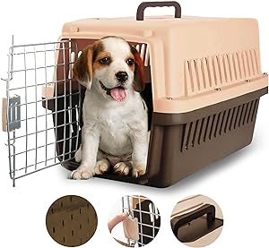A Raganet, Jaula Transportadora para Mascotas con Puerta de Metal, Transporta Mascotas Pequeñas de hasta 5 Kg (50cm Largo X 30cm Ancho X 30cm Alto) Color Cafe.