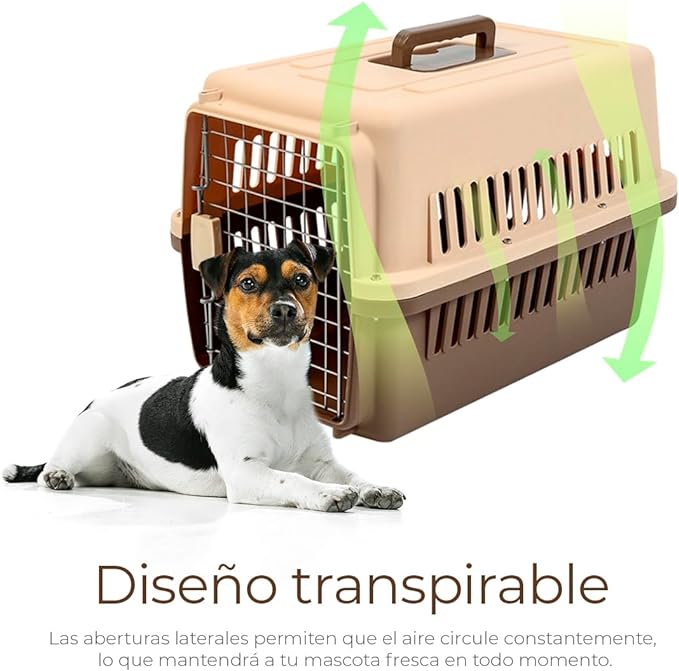 A Raganet, Jaula Transportadora para Mascotas con Puerta de Metal, Transporta Mascotas Pequeñas de hasta 5 Kg (50cm Largo X 30cm Ancho X 30cm Alto) Color Cafe.