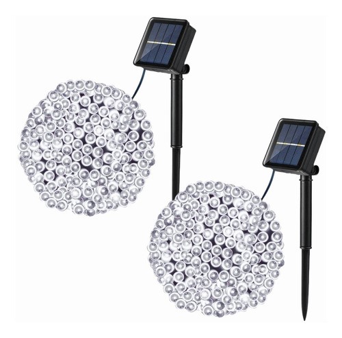"2 Piezas Serie De Luces Decorativas Solar 100led Blanco Frío "