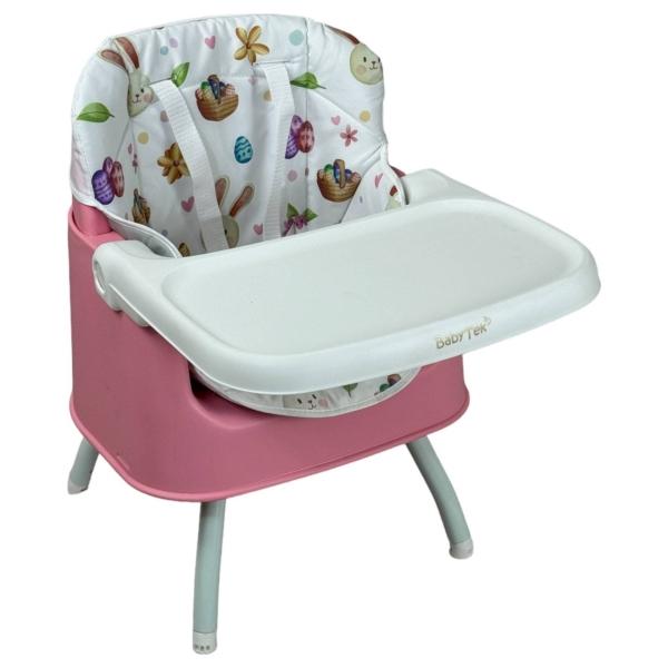 Silla Alta con Periquera para Bebe con Bandeja y Convertible  - Rosa