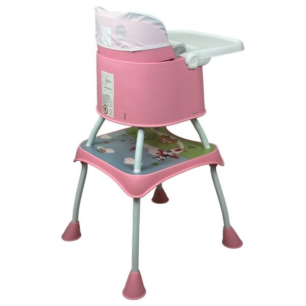 Silla Alta con Periquera para Bebe con Bandeja y Convertible  - Rosa