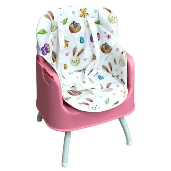 Silla Alta con Periquera para Bebe con Bandeja y Convertible  - Rosa