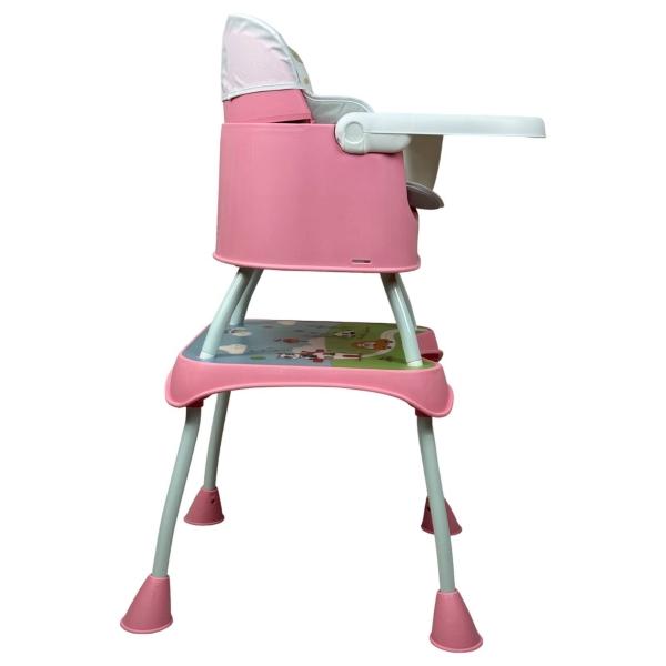 Silla Alta con Periquera para Bebe con Bandeja y Convertible  - Rosa
