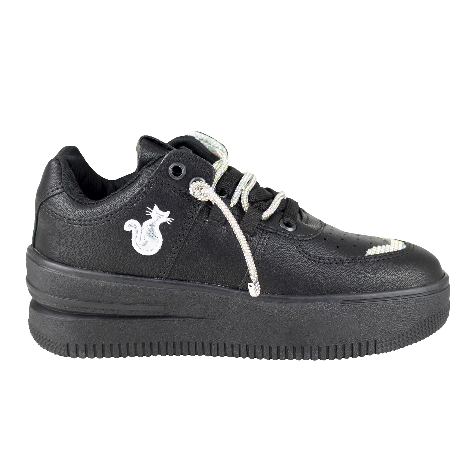Tenis Negro Plataforma Mujer Shadow 2084 Suela Gruesa +5cm.
