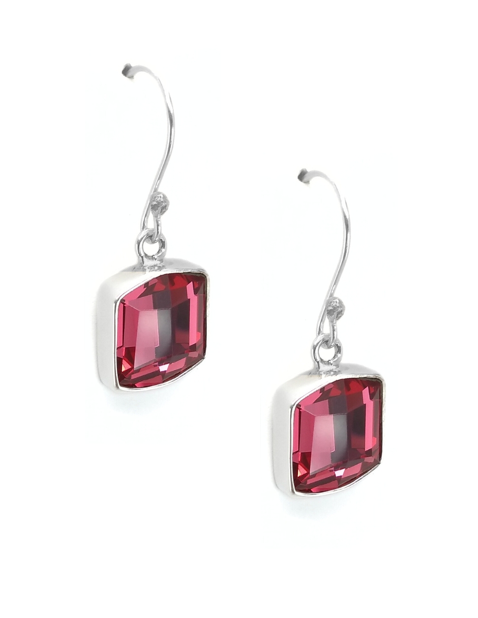 Collar y aretes color Rosa Zvezda de plata .925 corte Fancy.