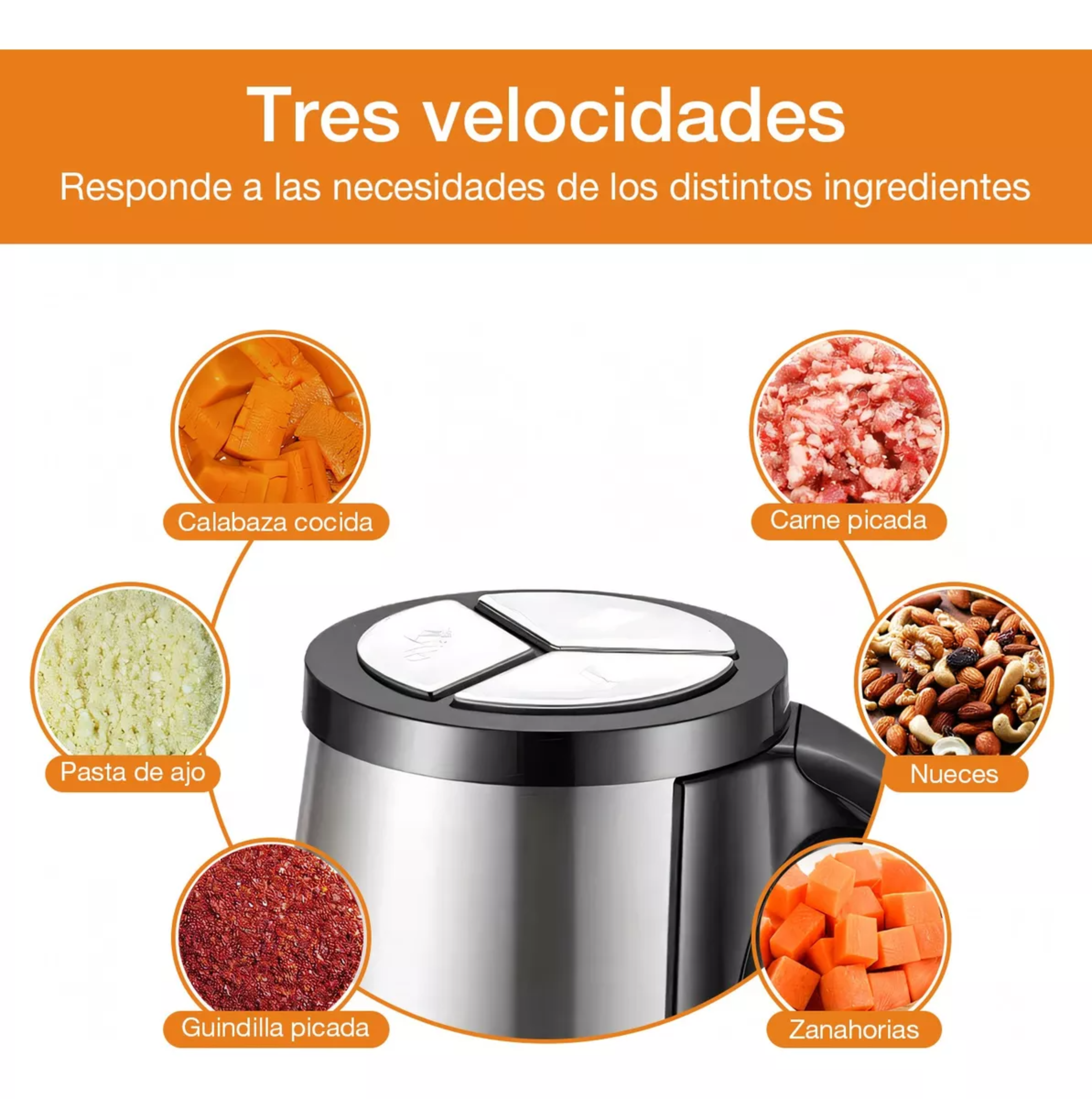 Procesador De Alimentos Eléctrica 2l Tres Velocidades Vidrio.