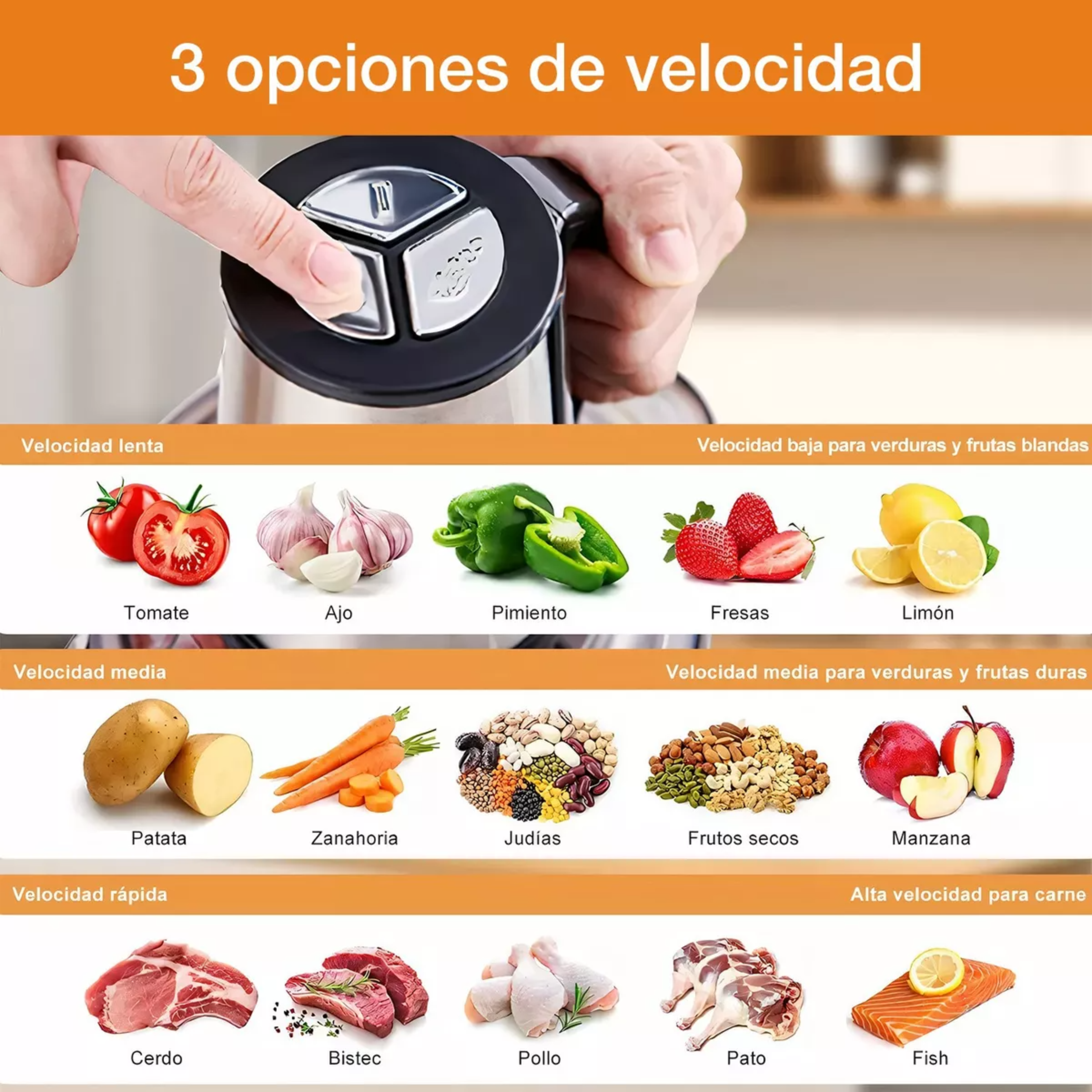 Procesador De Alimentos Eléctrica 2l Tres Velocidades Vidrio.