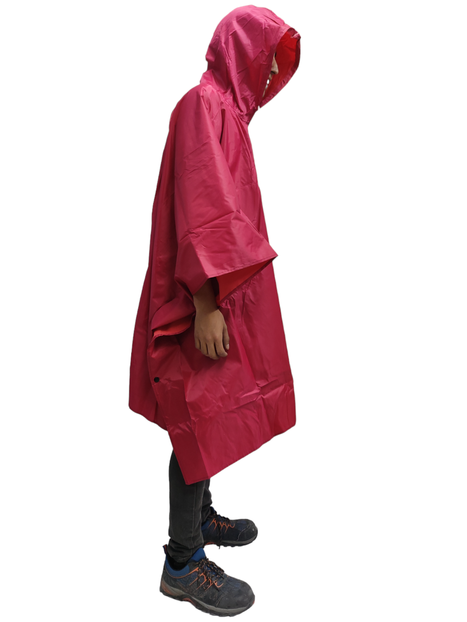 Capa Impermeable Poncho para Lluvia Portatil Capucha Industrial - ROJO .