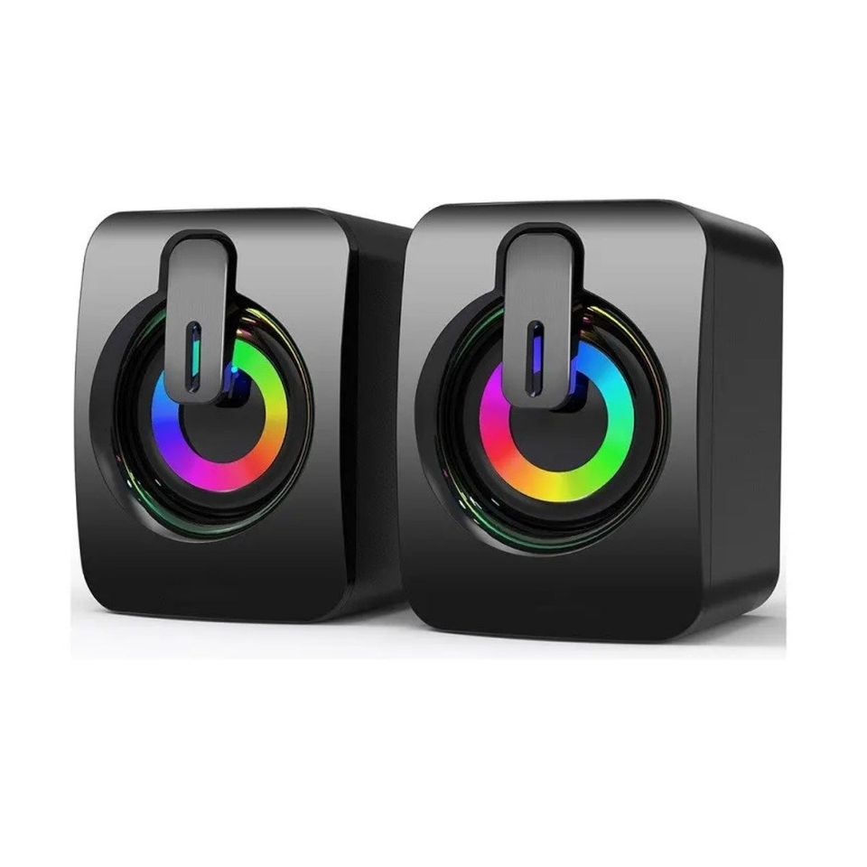 Bocinas mini altavoz portátil USB audio PC lap teléfono luces RGB volumen 3,5mm estéreo HiFi LED