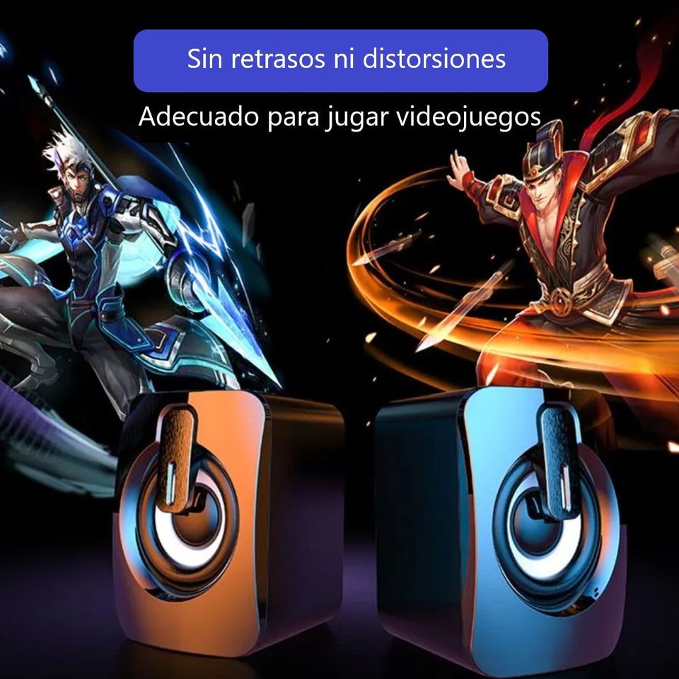 Bocinas mini altavoz portátil USB audio PC lap teléfono luces RGB volumen 3,5mm estéreo HiFi LED