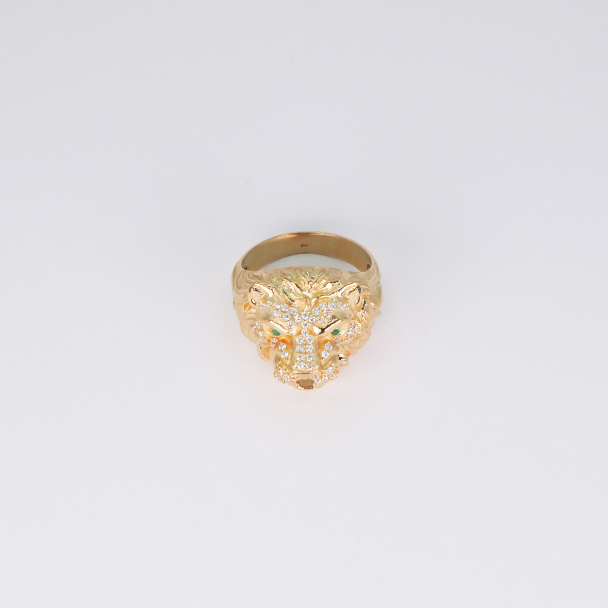 Anillo león oro 10k piedra zirconia 