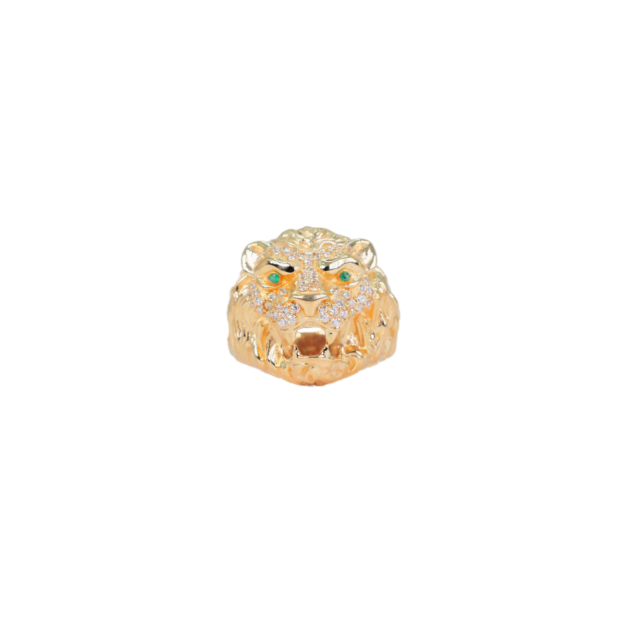 Anillo león oro 10k piedra zirconia 
