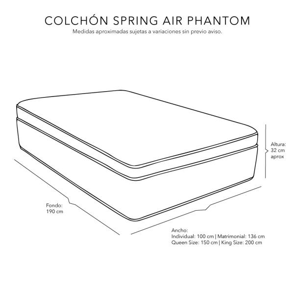 Colchon King Size Spring Air Phantom Con 2 Almohadas Osos y Sabanas Basic