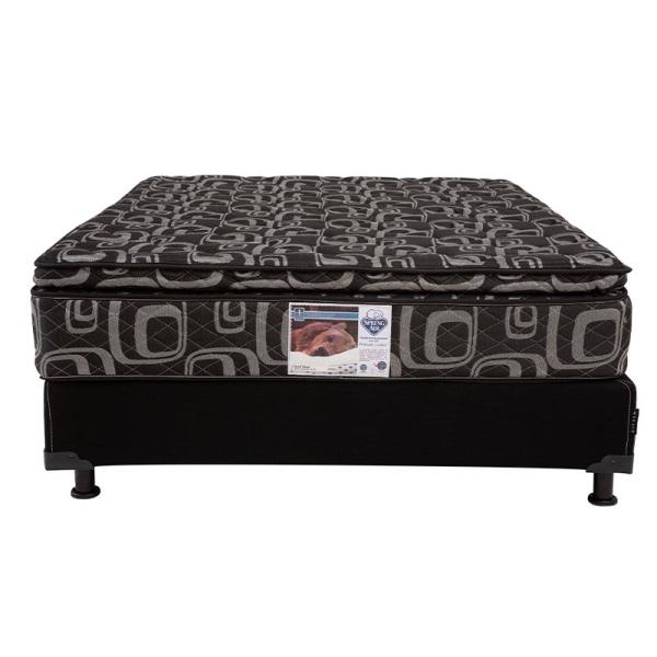 Colchon Matrimonial Spring Air Monaco Con Cabecera Catania y Box Negro