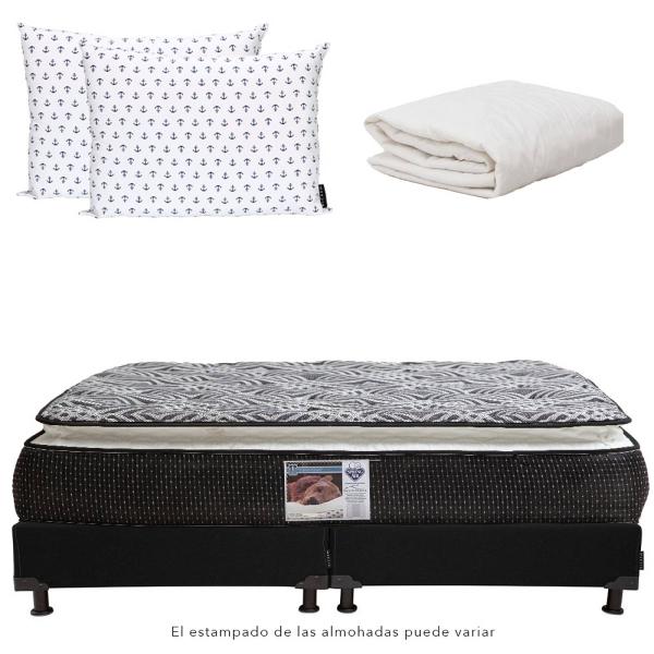 Colchon king Size Spring Air Omega con Box, Almohadas 2 Pack y Protector