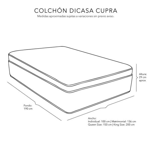 Colchón matrimonial Dicasa Cupra con cabecera Bora