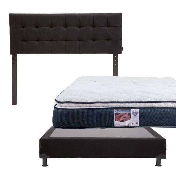 Colchon Matrimonial Spring Air Monaco Con Cabecera Catania y Box Negro