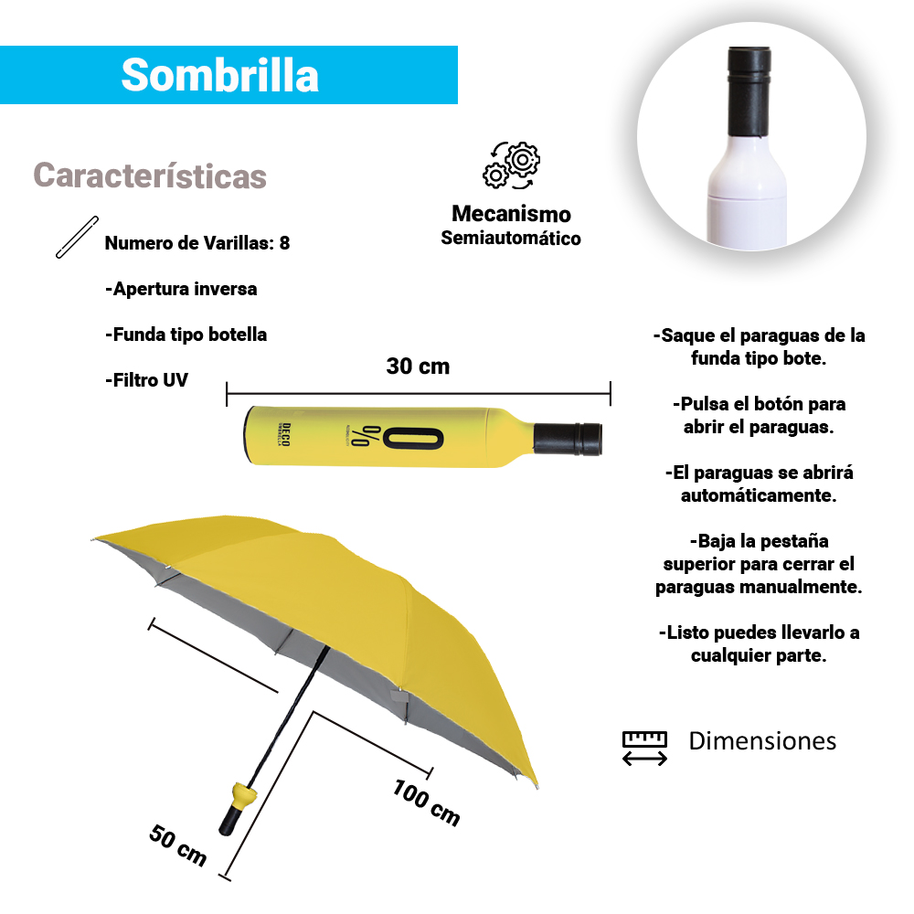 Paraguas Unisex Premium Reforzado 8 varillas Resistente a Vientos y Lluvias Fuertes, Mango Ergonómico y automático con funda incluida, Fácil de Transportar.