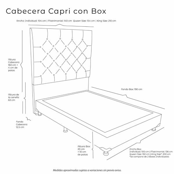 Colchon Matrimonial Spring Air Monaco Con Cabecera Capri y Box Rojo