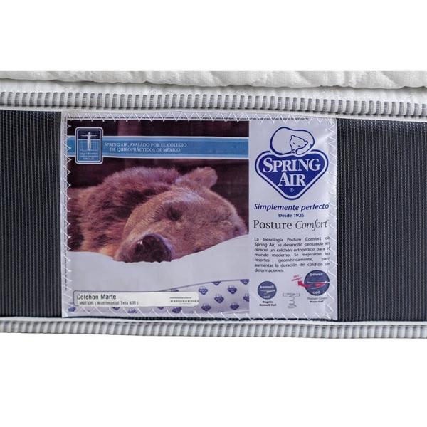 Colchón Matrimonial Spring Air Marte con Cabecera Dicasa Logan Lino Gris