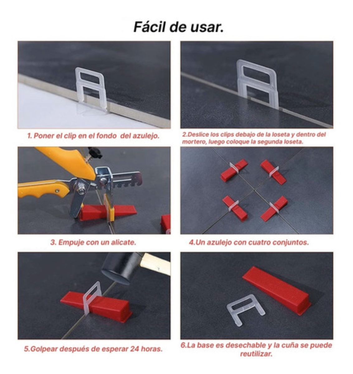 Clip Corbata Nivelador Porcelanico Azulejo Loseta Piso 100pz 1.5mm