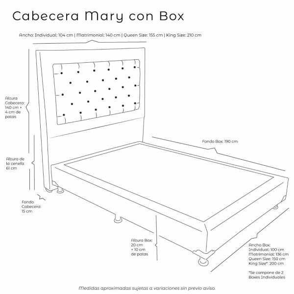 Colchon Matrimonial Spring Air Omega Con Cabecera Mary y Box Negro