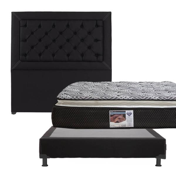 Colchon Matrimonial Spring Air Omega Con Cabecera Mary y Box Negro