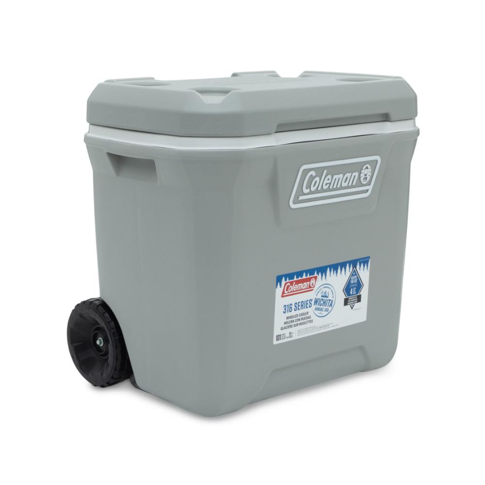Hielera Coleman Con Ruedas 101 Latas 65 Qt 3000006476 Gris.