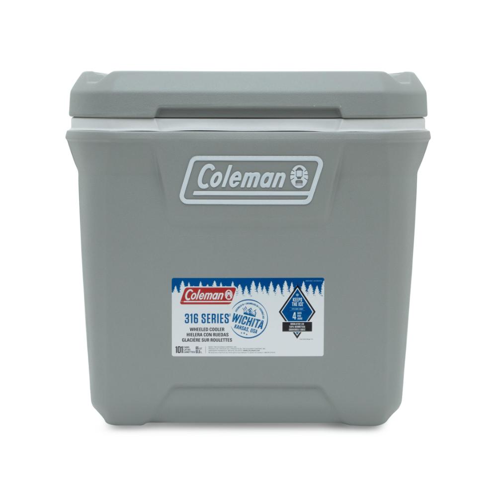Hielera Coleman Con Ruedas 101 Latas 65 Qt 3000006476 Gris.