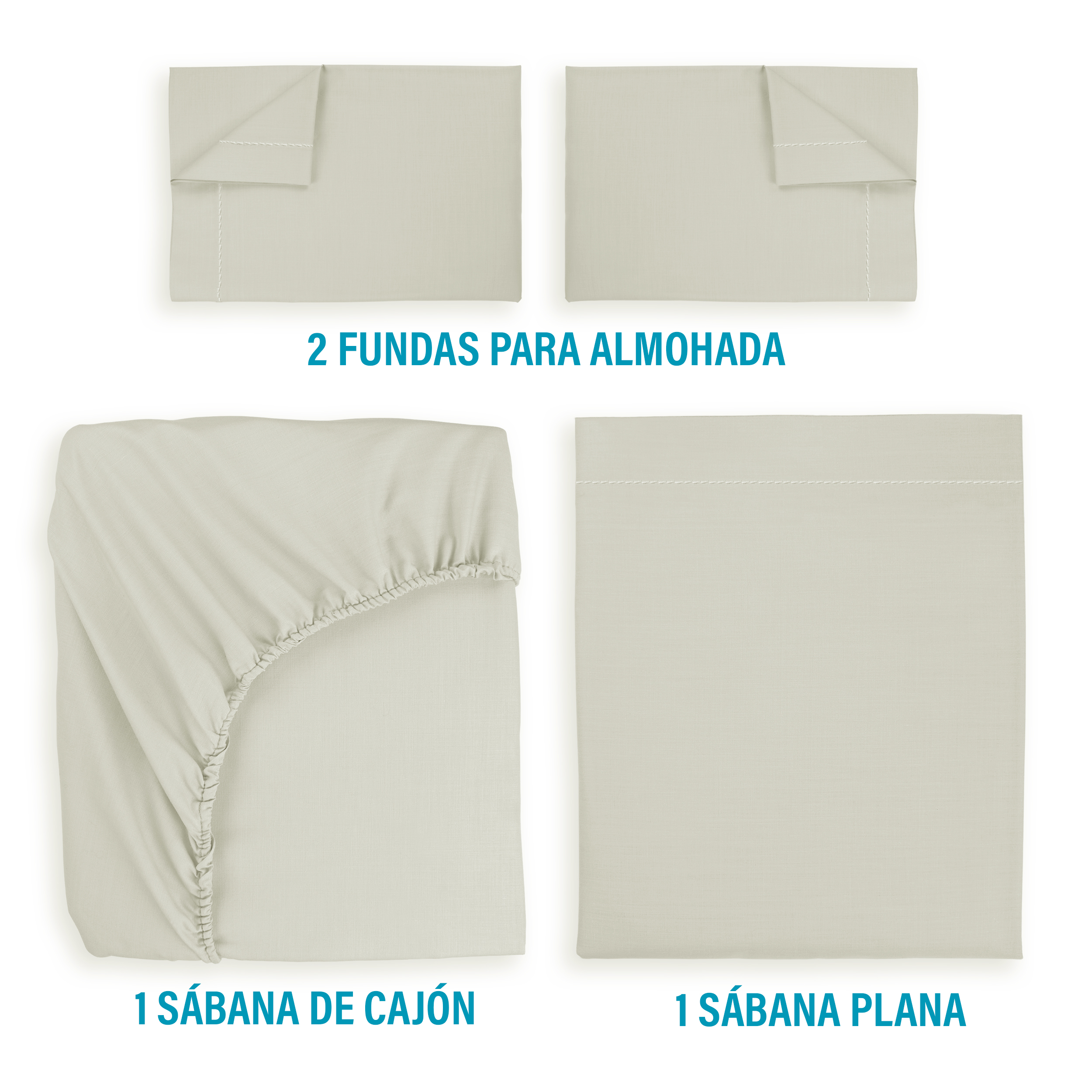 Juego de Sábanas Individual Perla Algodón Percal Fresco y Suave