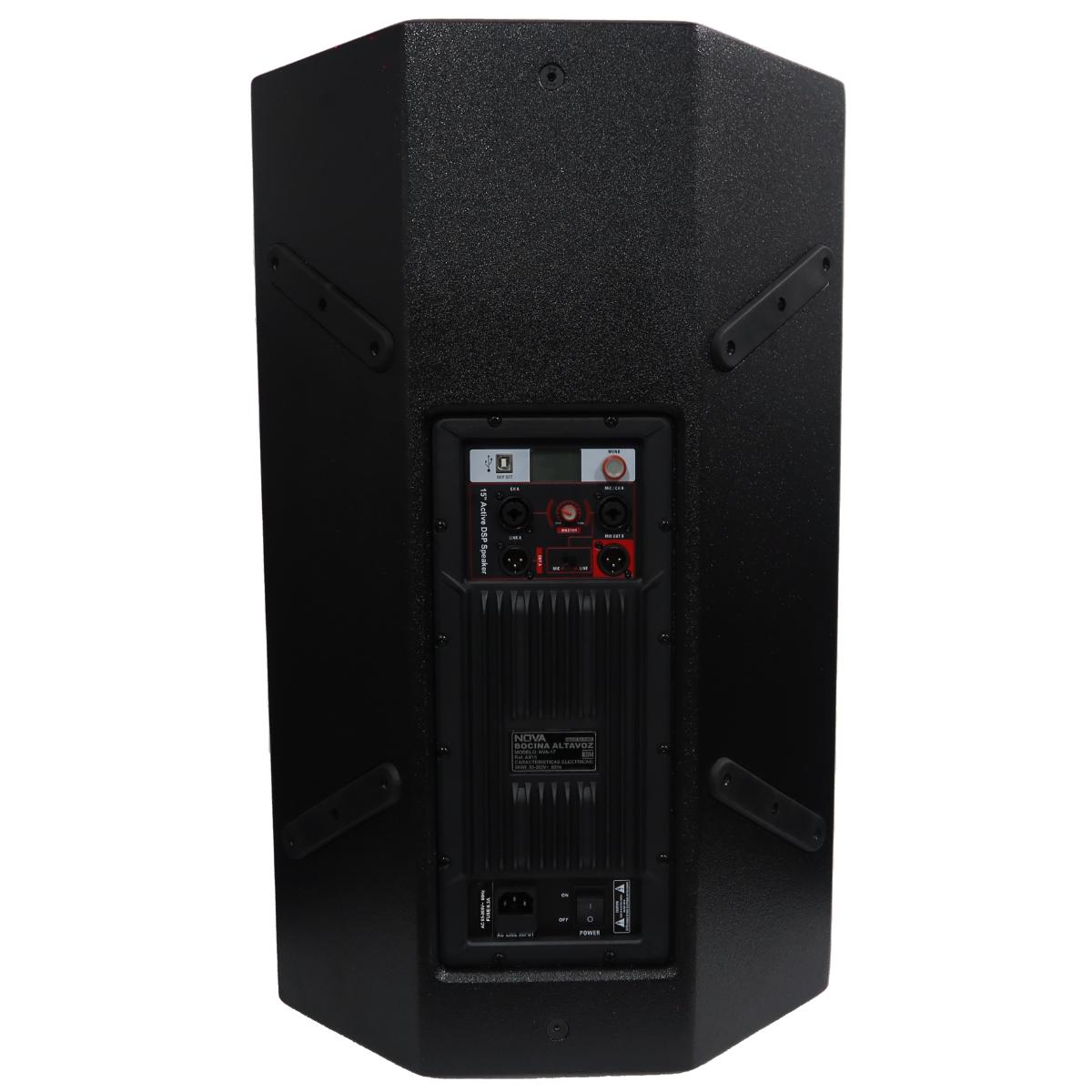 Bafle Amplificado NOVA AX15 15 Pulgadas 900w Rms Color Negro.