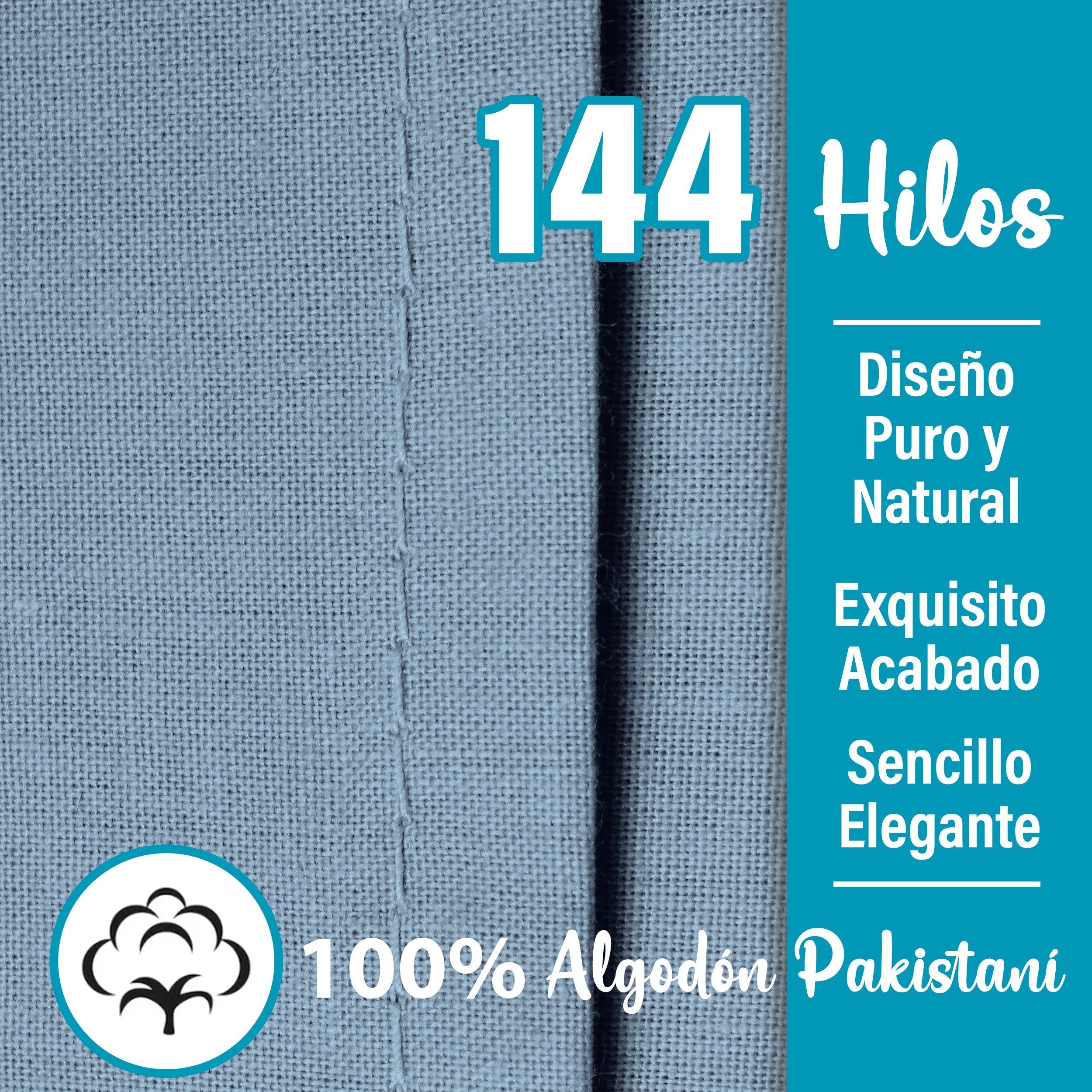 Juego De Sábanas Algodón Matrimonial Color Azul Cielo 4 Pzas Transpirable.