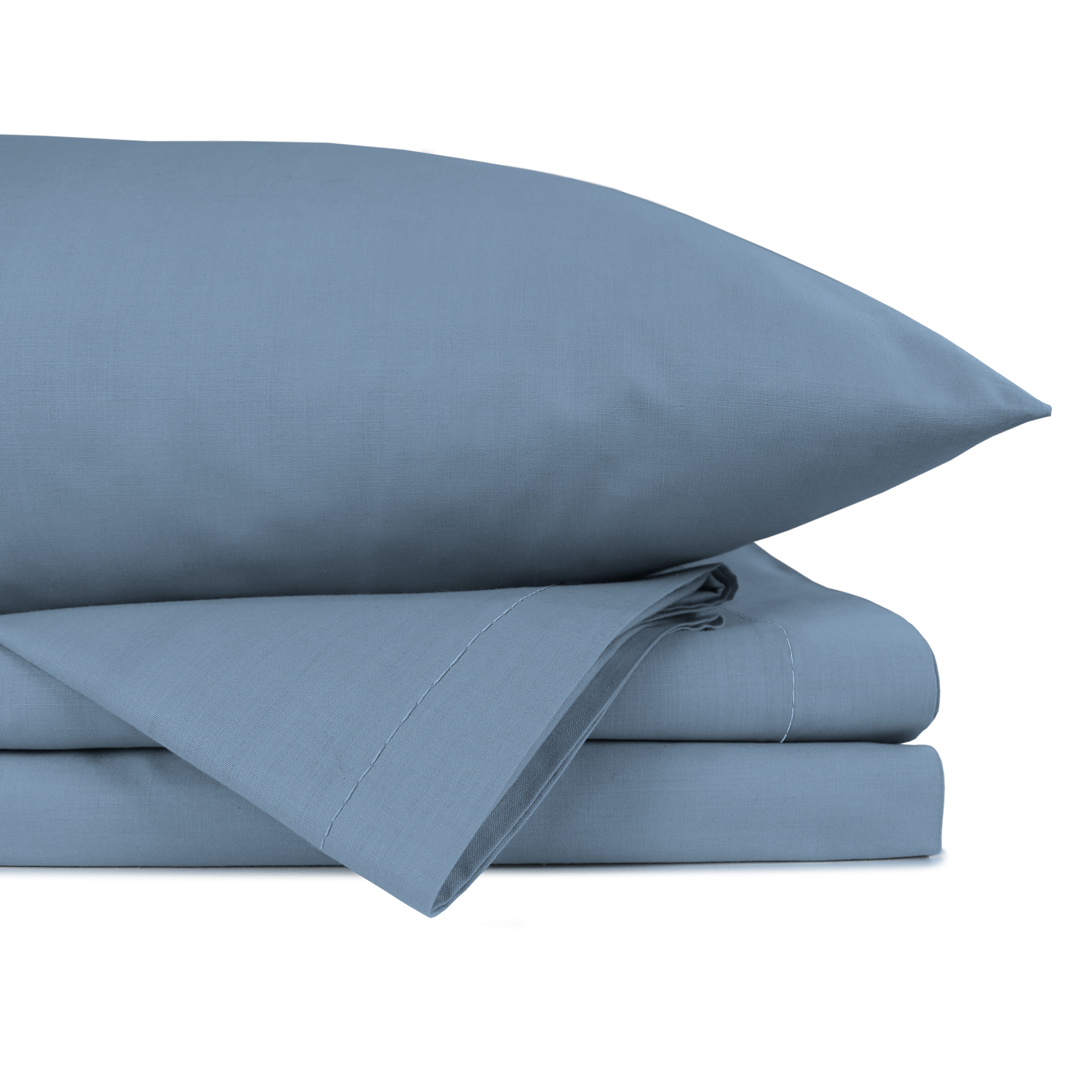 Juego De Sábanas Algodón Matrimonial Color Azul Cielo 4 Pzas Transpirable.