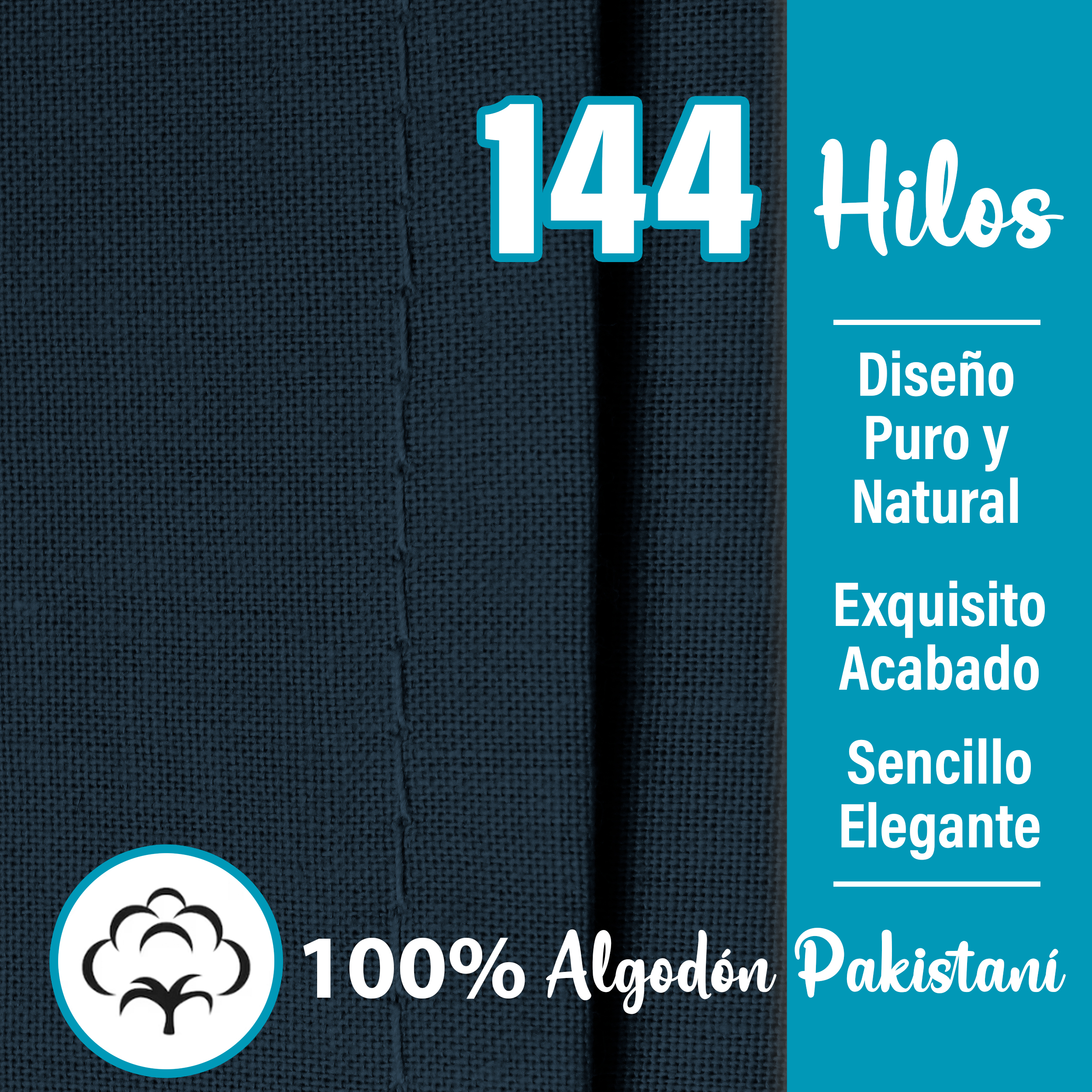 Juego De Sábanas Algodón Matrimonial Color Azul Marino 4 Pzas Transpirable