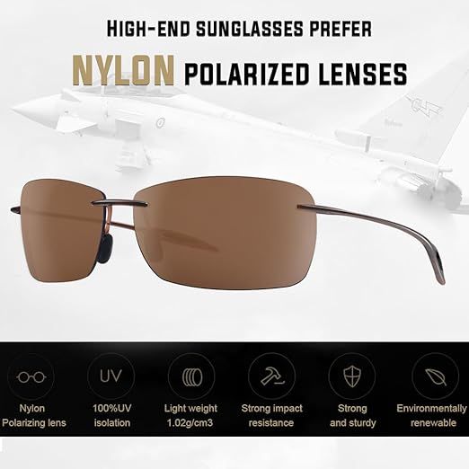 A JULI Lentes de Sol Deportivas para Hombre Mujer,Marcos TR90, Gafas de Sol Sin Montura para Correr Pesca Golf Conducción 8009.