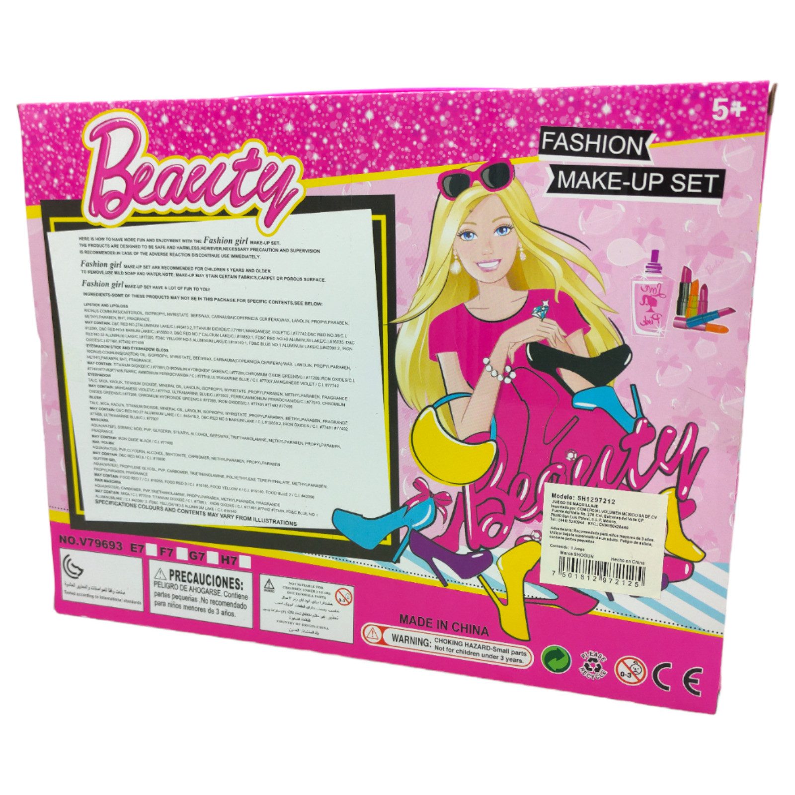Kit de Maquillaje de Juguete para Niñas Lavable para Cumpleaños Chango - Rosa.