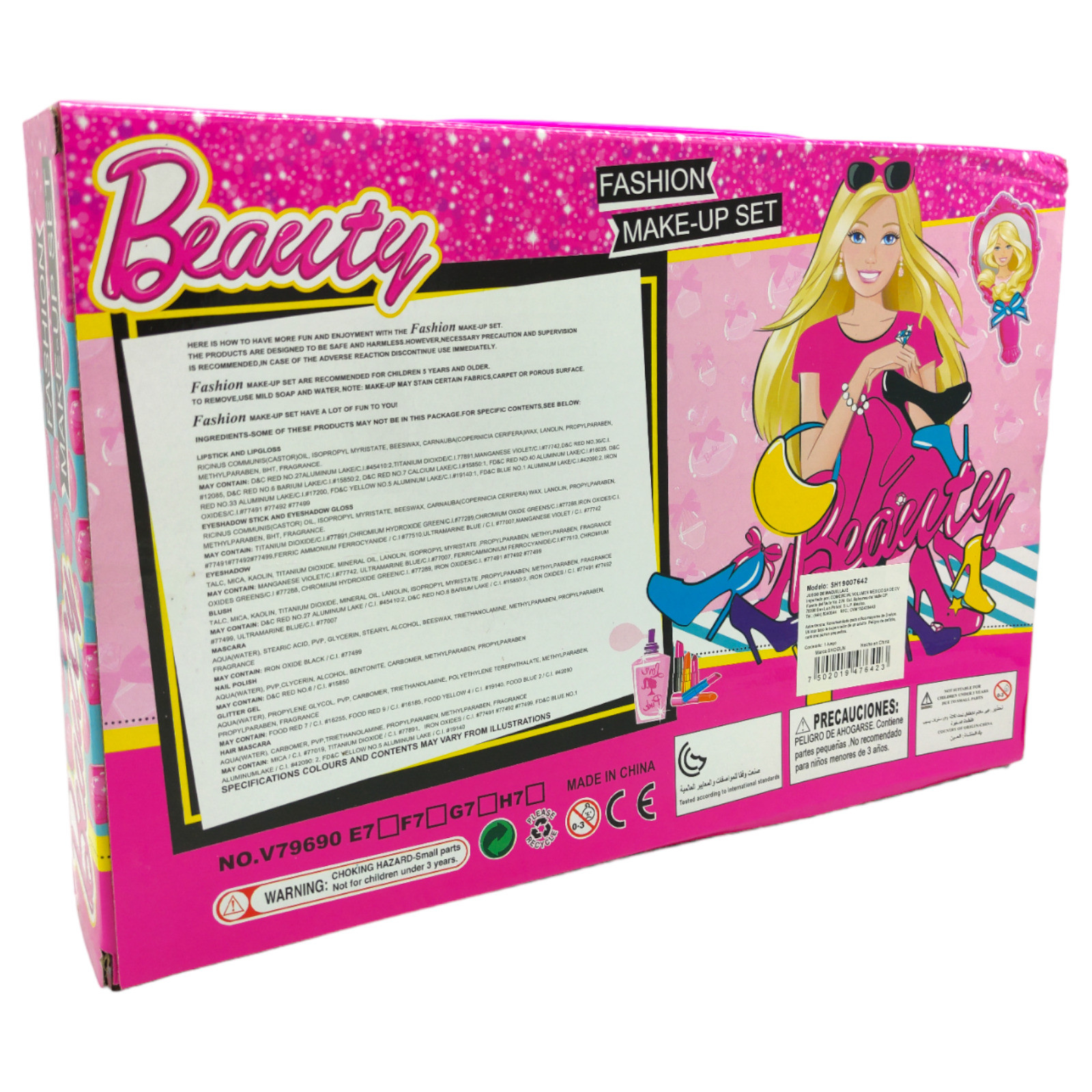 Kit de Uñas de Juguete para Niñas Lavable para Cumpleaños Cono - Rosa .