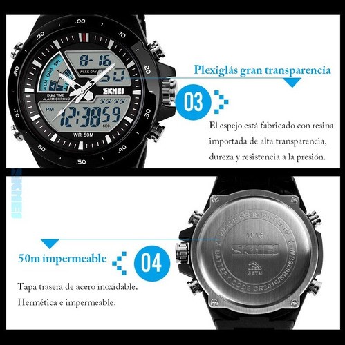 "Reloj Digital Analógo Moda Deportivo Impermeable Para Hombre "