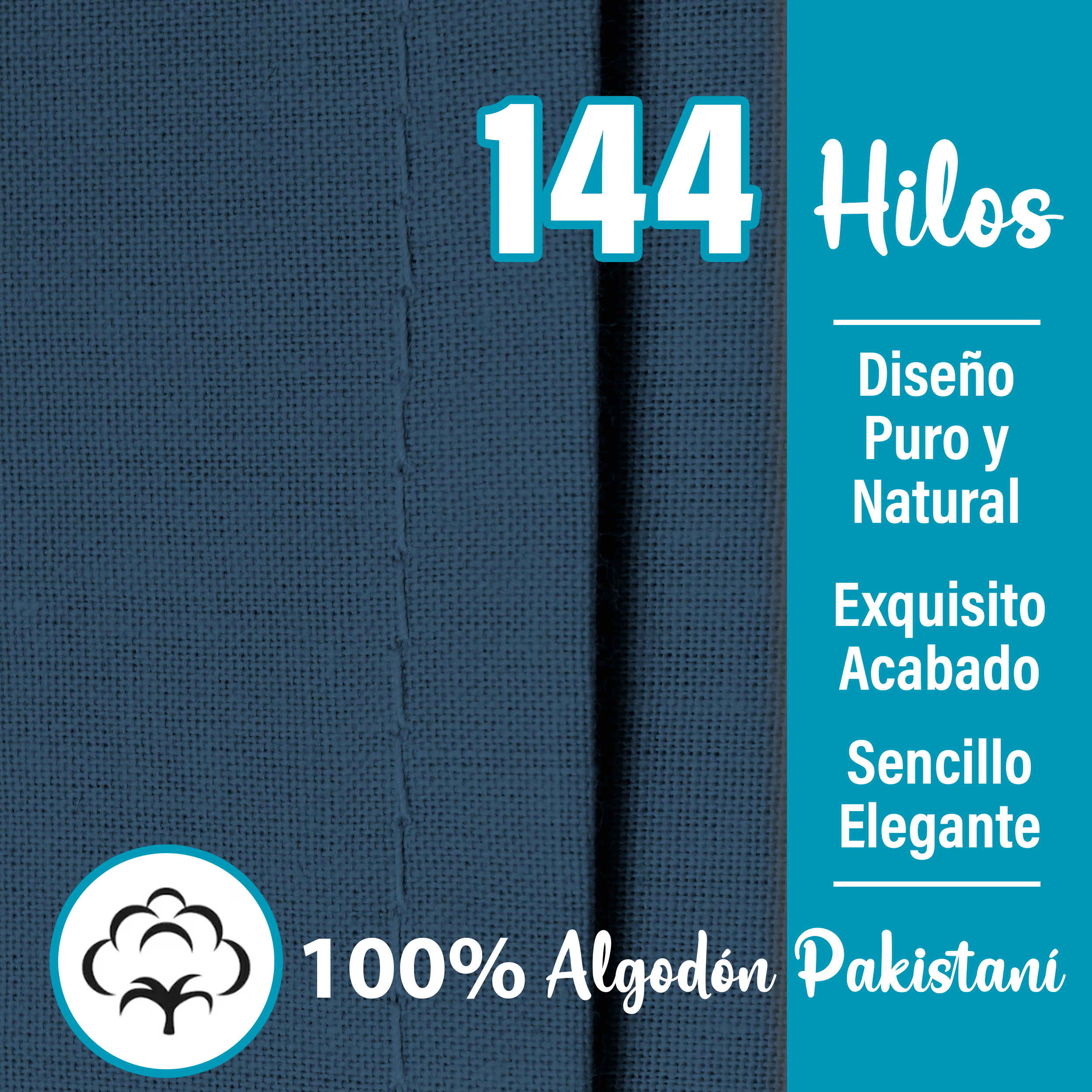 Juego De Sábanas Algodón Queen Size Color Mezclilla 4 Pzas Transpirable